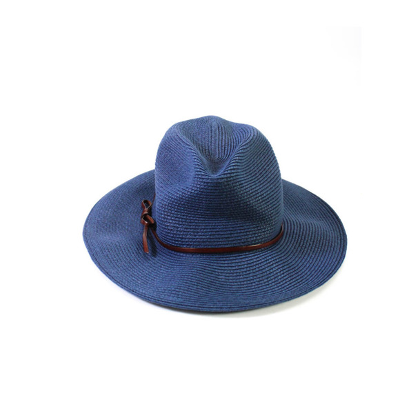 EMPORIO ARMANI Straw Hat Navy Blue Brown NWOT - Picture 4 of 7